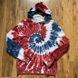 Old Navy Red, White and Blue Tie-dye Hoodie